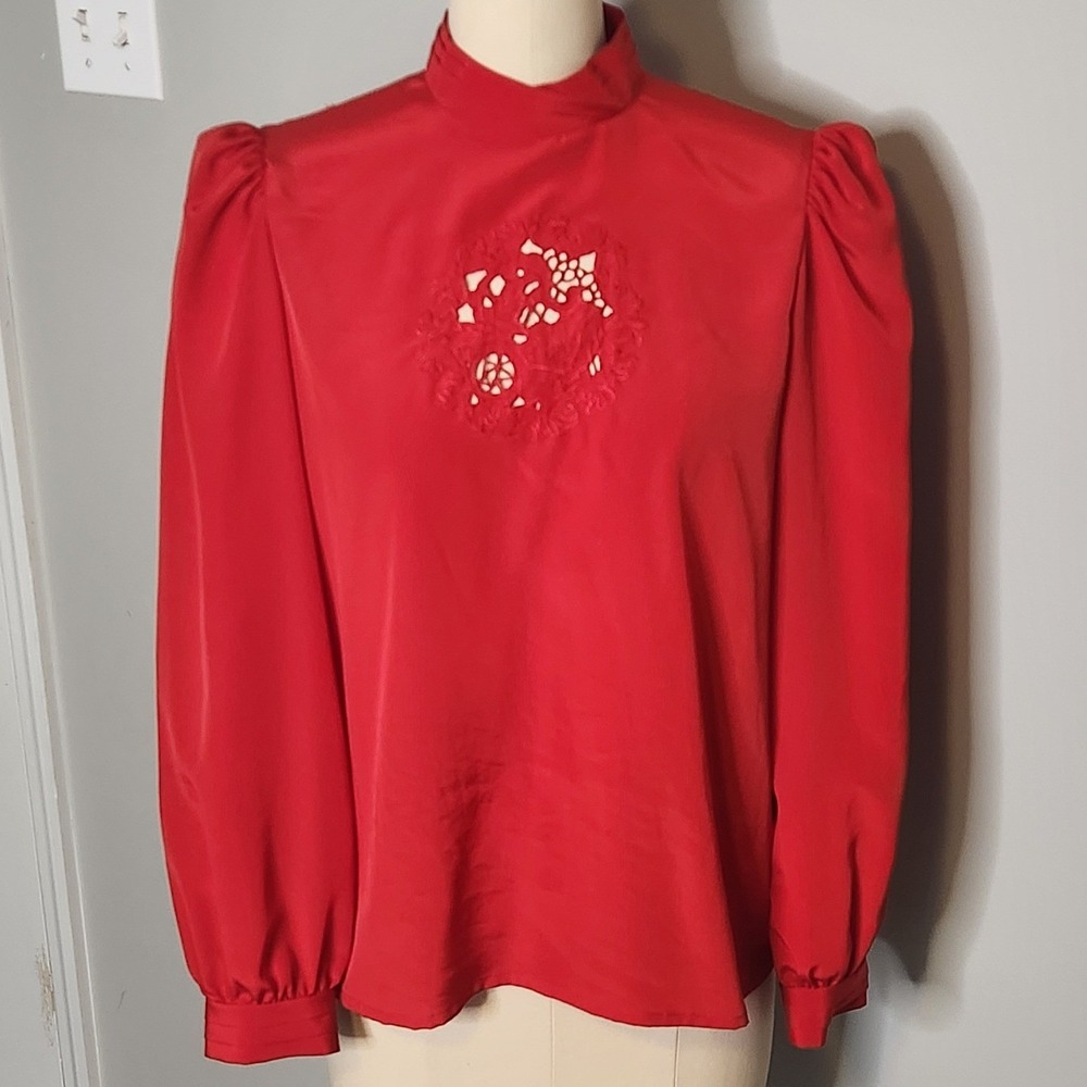 Nilani Womens Top 9/10 Red EUC Vintage Coquette Regencycore Dark Academia, 80s - Picture 1 of 6